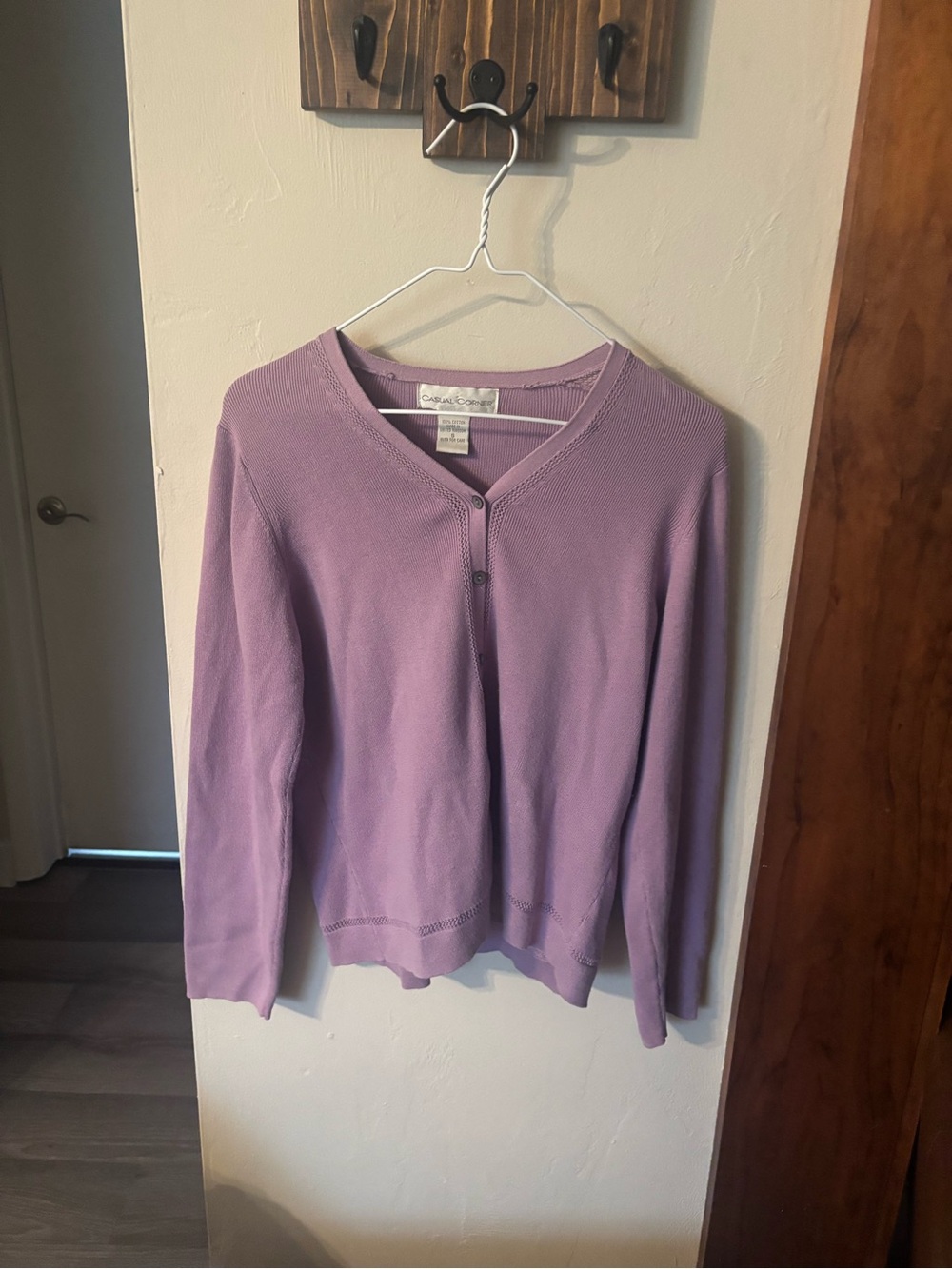 Casual Corner Lavender Ribbed Cotton Top